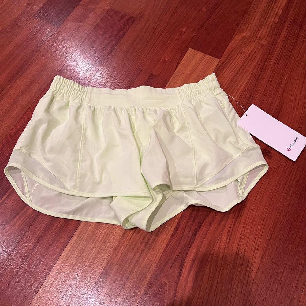Lululemon neon green/yellow shorts size 10, 2.5 inch length